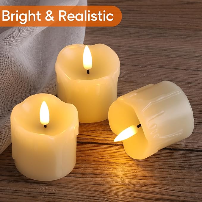 Eywamage Ivory Dripping Wax Flameless Votive Candles - Image 3