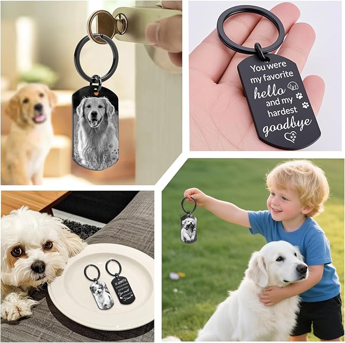 Custom Dog Memorial Photo Keychain Personalized Sympathy Gifts - Image 4