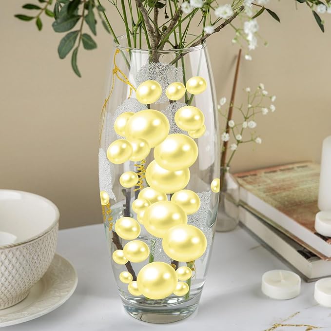 100PCS Light Yellow Faux Pearls Beads - Image 3