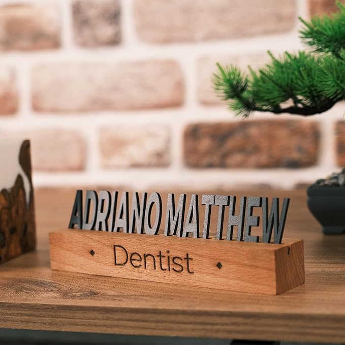 Custom Desk Name Plate with Engraved Title – Personalized Wooden Office Name - Image 6