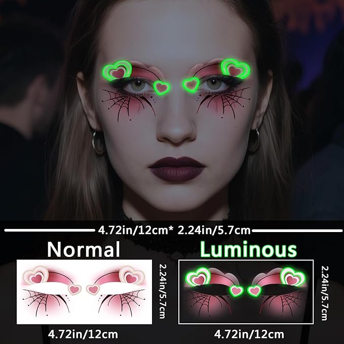 24 Pairs Halloween Luminous Eye Shadow Temporary Tattoos, Eyeliner Tattoo - Image 5