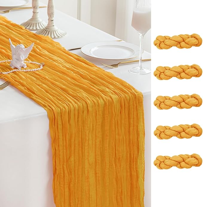 Sioloc Yellow Cheesecloth Table Runner Fall Autumn Decor by HEALTHYCOMFORTLIFE