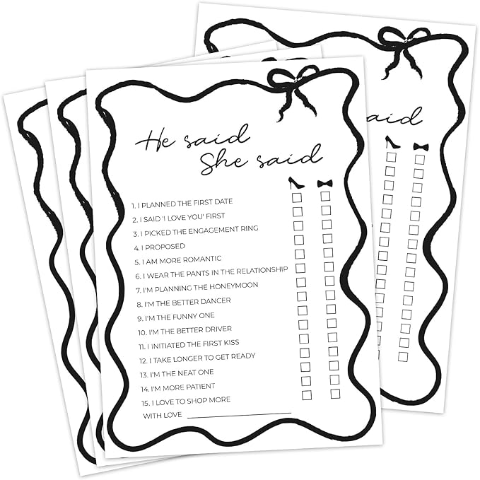 DEEKA 30 PCS Bridal Shower Games Card by DEEKA