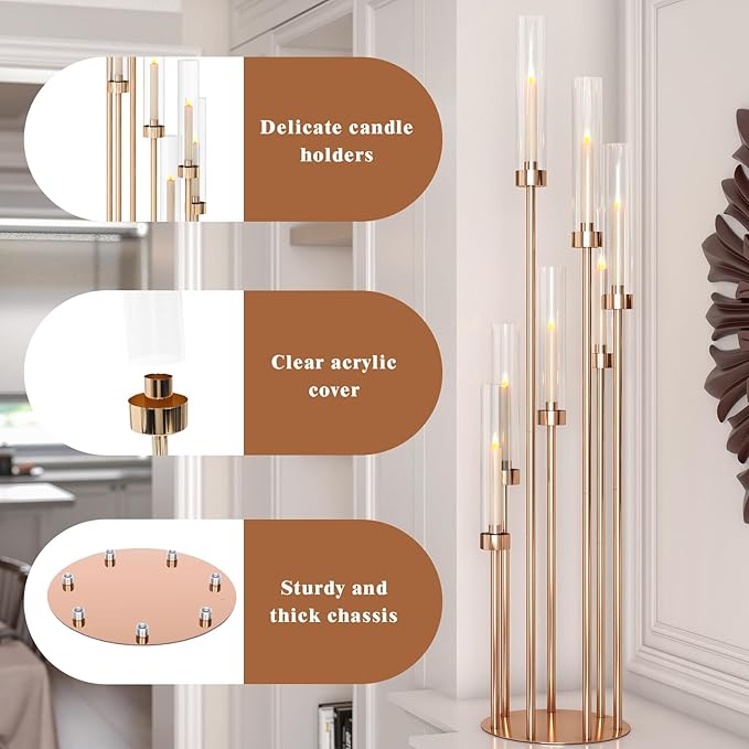 46.5'' Floor Candelabra 7 Arms Floor Candle Holders - Image 3