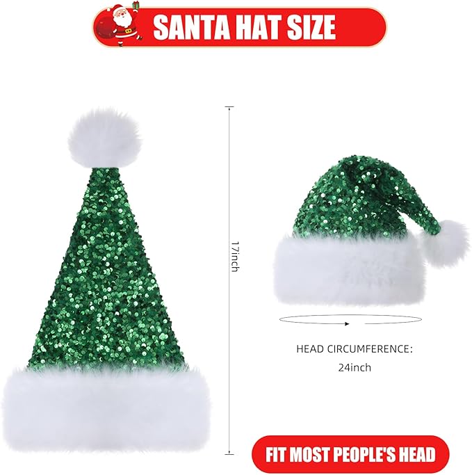 Personalized Sequin Santa Hat for Adults, Xmas Halloween New Year Holiday - Image 2