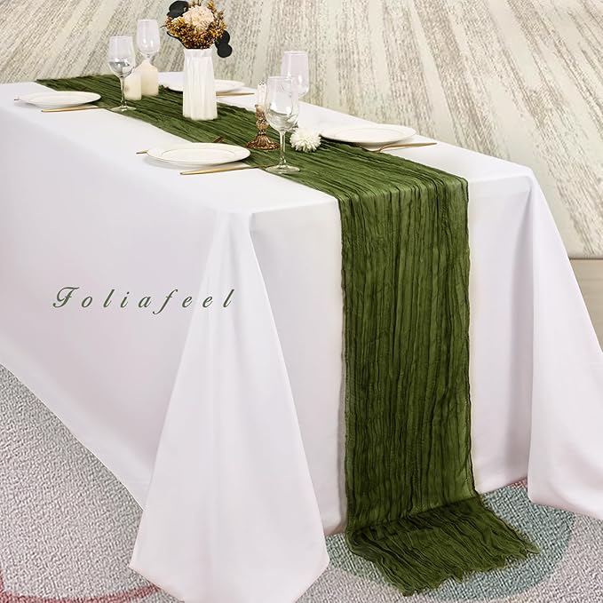 20 Pack Olive Green 10FT Cheesecloth Table Runner Rustic Gauze Cheese Cloth - Image 4