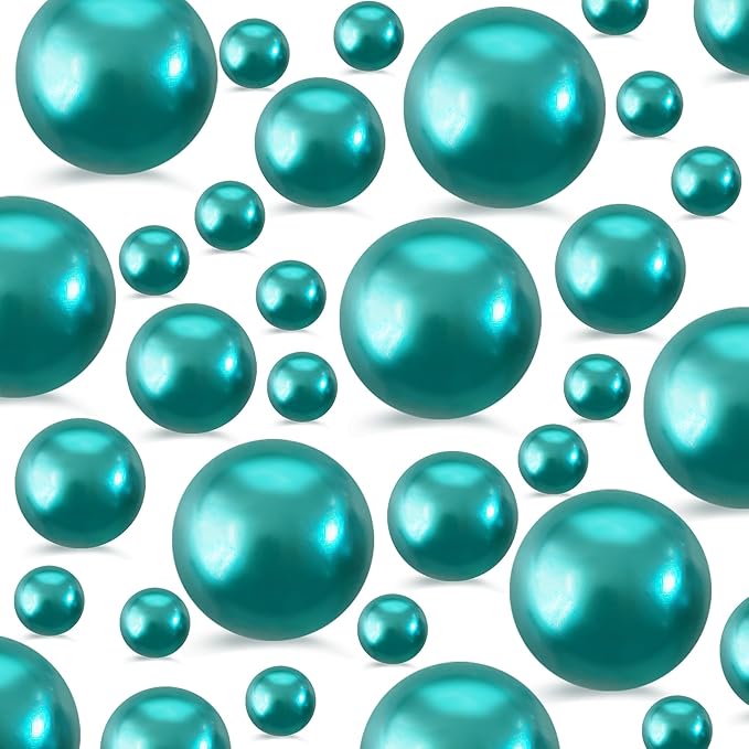 260Pcs Turquoise Glossy Beads for Centerpiece Decor, Artifical Pearls Vase by EGKamhFloatingBeadsPearls