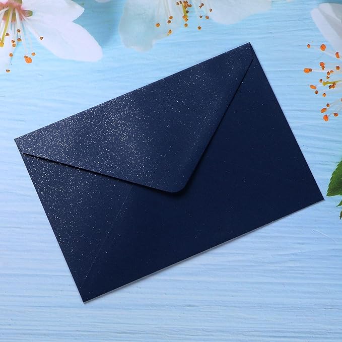 PONATIA 50 Pieces/Pack A7 Envelopes, 5.25 x 7.5'' Shiny Navy BlueEnvelopes - Image 5