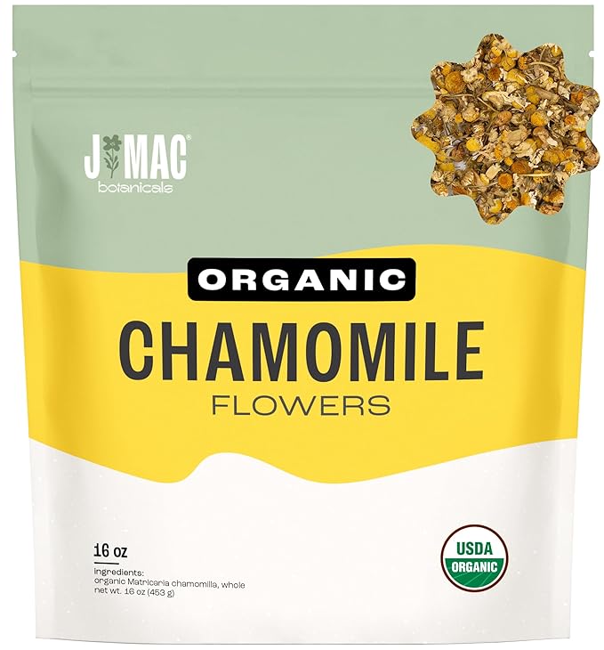 J Mac Botanicals, Organic Chamomile Flowers, Certified USDA Organic. Whole by JMACBOTANICALS