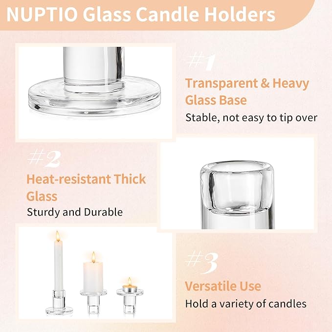 NUPTIO Candle Stick Candle Holder: Set of 20 Short Taper Candlestick Holders - Image 6