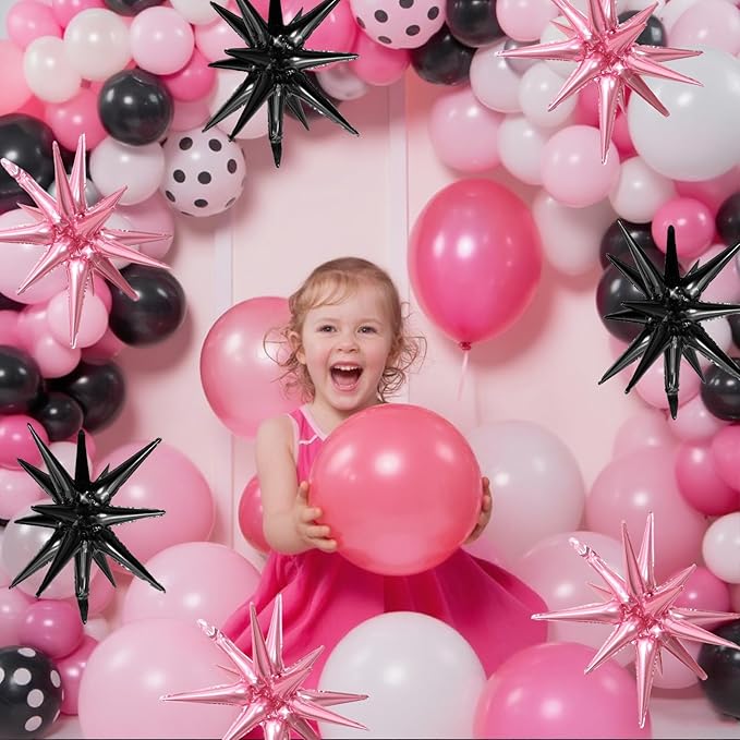 Pink Black Star Balloons - Image 4