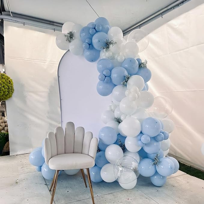 Pastel Blue and White Balloons, 12 Inch 35PCS Light Baby Blue Pearl White - Image 5