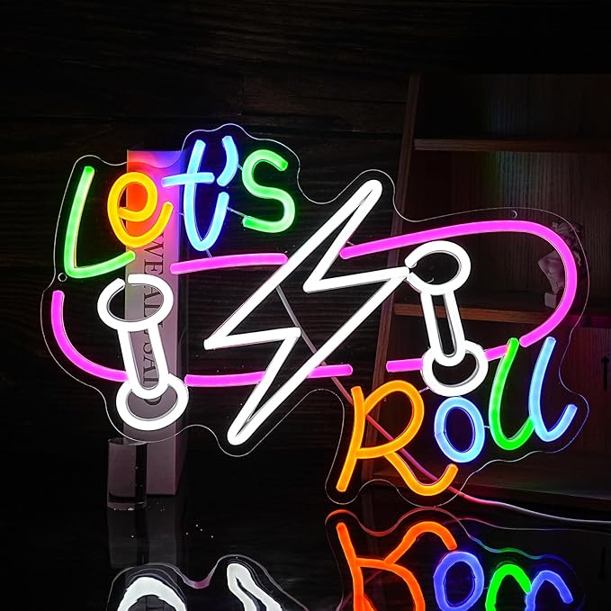 Let’s Roll Neon Sign Dimmable LED Skateboard Sign Light USB Cool Neon Light - Image 5
