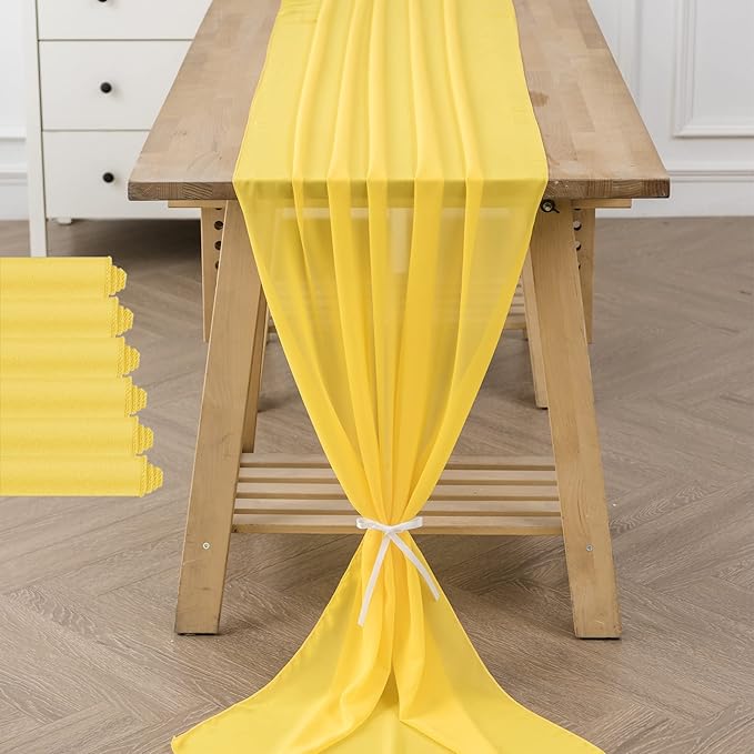 6Pack 9ft Chiffon Table Runner 14x108 Inch Sheer Romantic Table Runner - Image 6