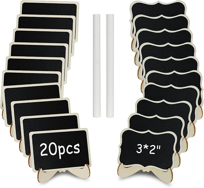 Mini Chalkboard Signs with Stands – Reusable Wooden Food Labels by wreathqueen
