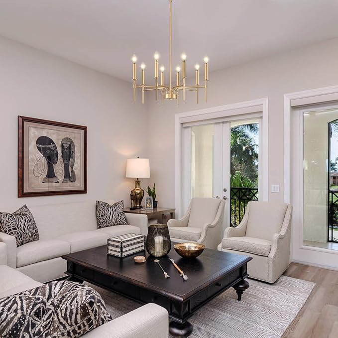 8 Light Gold Chandelier Light Fixture, Modern Farmhouse Chandeliers - Image 3