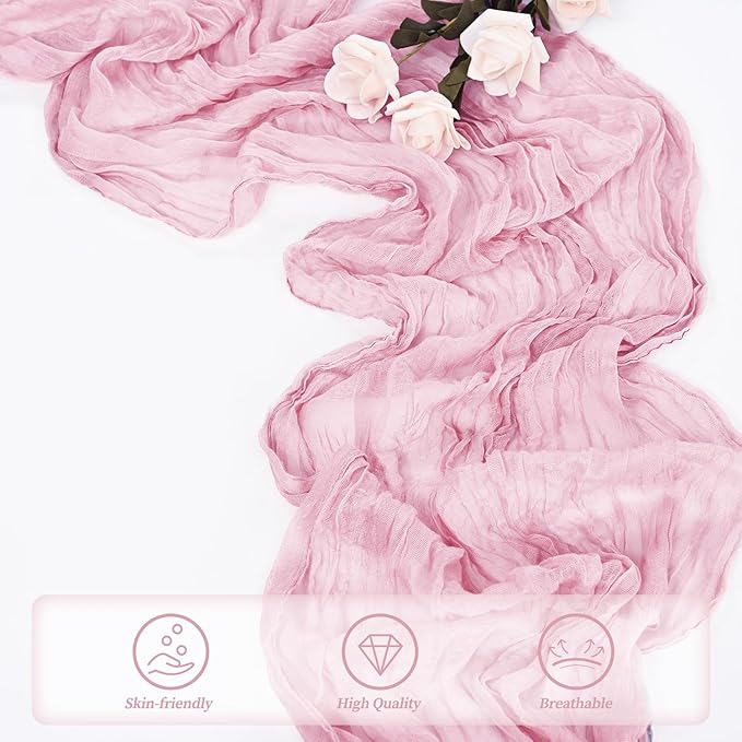 Light Pink Cheesecloth Table Runner 20 Pack 10FT Rustic Gauze Fabric Cheese - Image 5