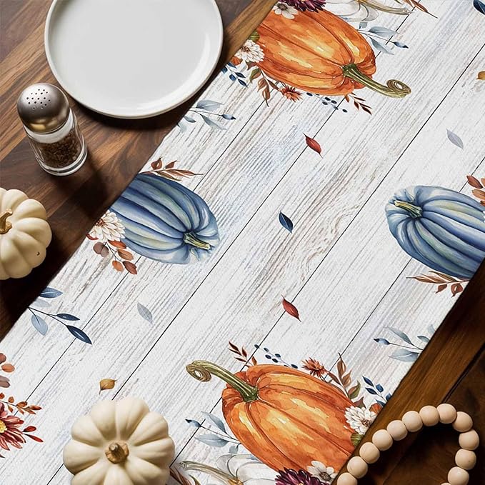 Thanksgiving Fall Cotton Linen Table Runner - Image 2