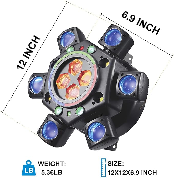Moving Head Dj Lights for Parties, 180W LED RGBW 6 Arms - Image 4