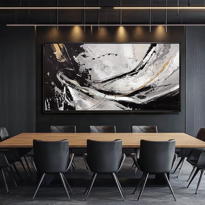 Home Decor Black and White Abstract Painting - Image 4
