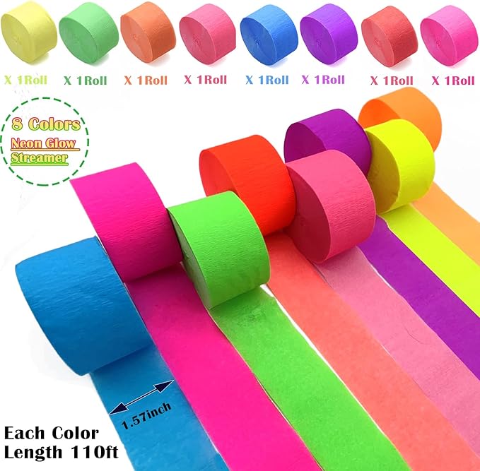 888 Feet Neon Glow Streamer Decorations - Image 6
