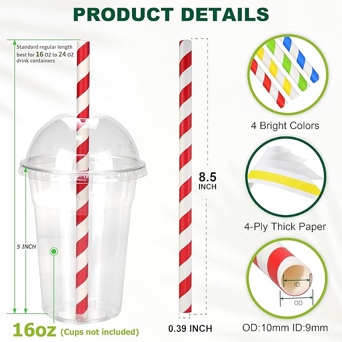 8.5 inch Colossal Paper Straws for Smoothie & Milkshake - Image 2