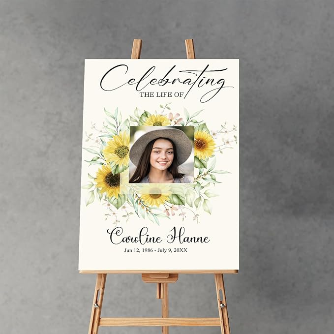 Sunflower Large Funeral Sign, Personalized Memorial Welcome Sign, Forever in - Image 5