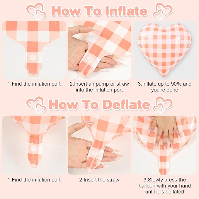 Red White Checkered Heart Balloons - Image 7