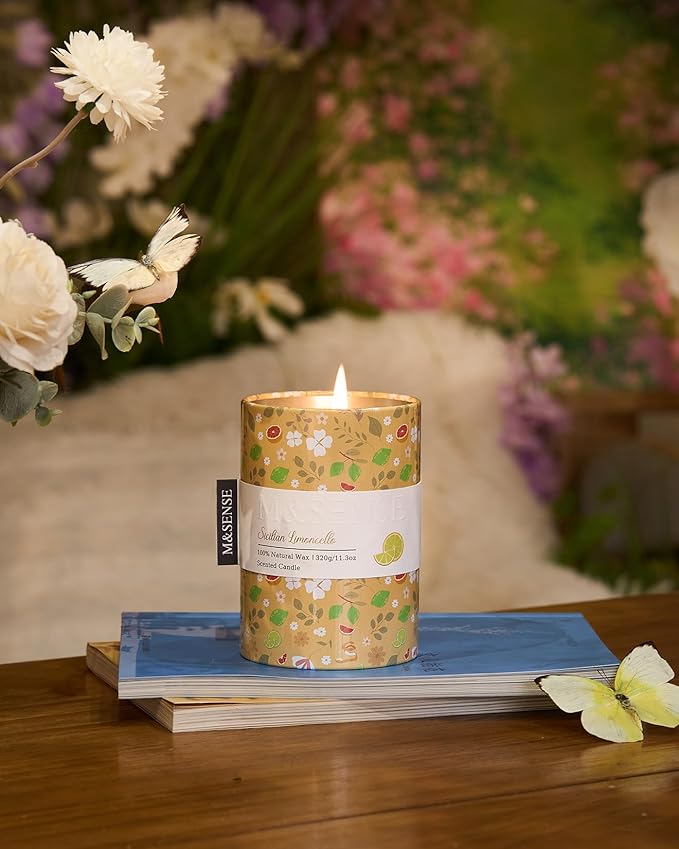 M&SENSE Sicilian Limoncello Scented Candle, Lemon Candle 11.3oz, Summer Soy Wax - Image 5