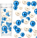 100PCS Blue White Faux Pearls Beads by ZEBMOON