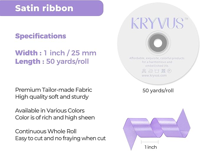 Light Purple Satin Ribbon 1 inch X Continuous 50 Yards, Single Face Polyester - Image 3