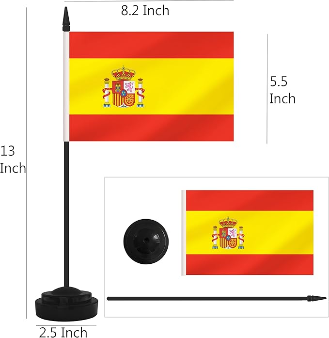 12 Pack Spain Desk Flags, Spanish Desktop Flag, Small Miniature Office Flags - Image 2
