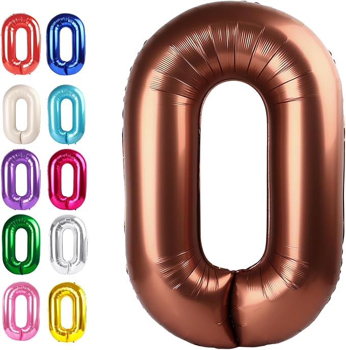 Coffee Brown 40 Inch 0 Number Balloons, 0 Decorations by Upgesy