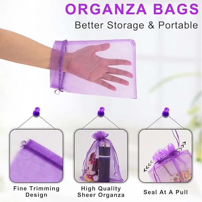 ANZNKU 100 Pack Premium Organza Bags 6x9 inches, Mesh Drawstring Bags - Image 5