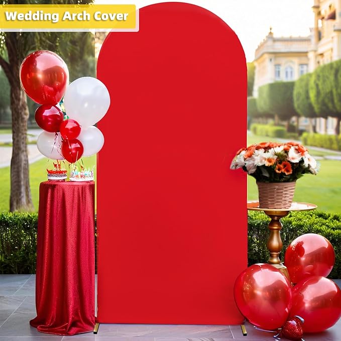 HEMMOTOP Red Arch Cover 7.2 ft, Spandex Wedding Balloon Stretchy Arch Backdrop - Image 5
