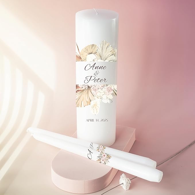 Unity Candles for Wedding, Modern Unity Set, Custom and Personalized Pillar and - Image 5