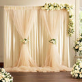 10 * 8FT Beige Pearl Tulle Double Layered Backdrop Curtain by GUANSEN