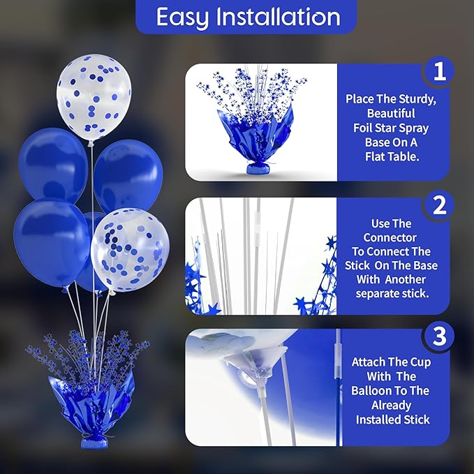 4 Set Blue Balloon Table Centerpieces - Image 7