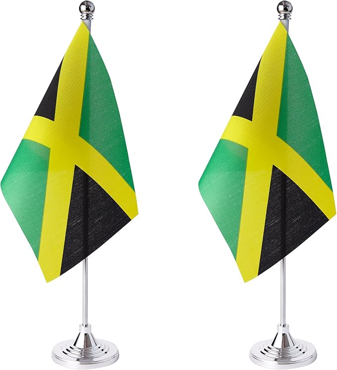 ZXvZYT 2 Pack Jamaica flag Jamaican Table Flag Small Mini Jamaican Desk Flags by ZXvZYT