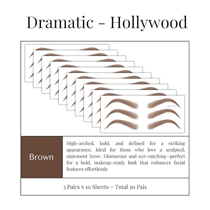 Bliss and Beyond USA Eyebrow Tattoo Stickers Waterproof – 30-Pair Deluxe Box | - Image 2