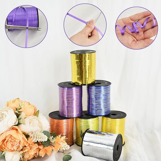 TONIFUL Curling Ribbon-Purple Gold Balloon Curling Ribbons-250 Yards Balloon - Image 3