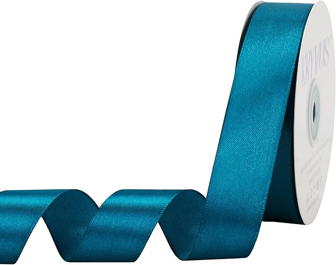 Turquoise Satin Ribbon 1 inch X Continuous 50 Yards, Single Face Polyester by Kryvusribbon