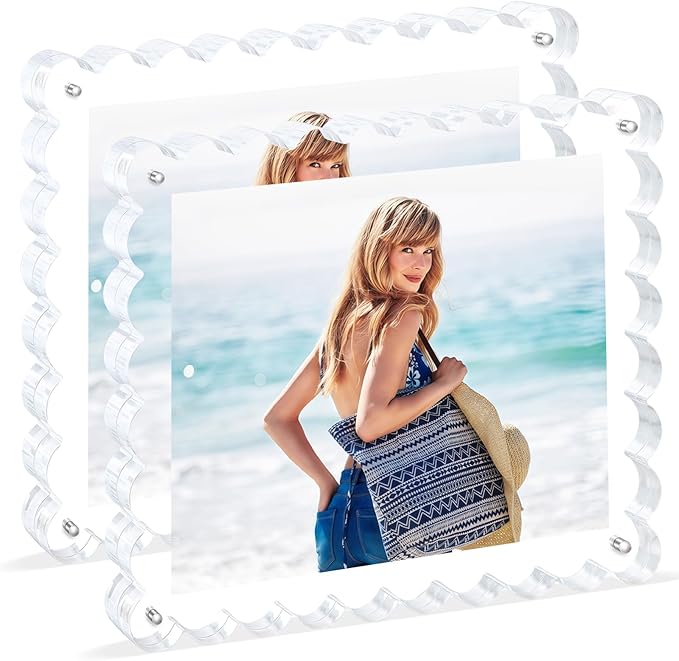 acrylic photo frame- 2Pack Scalloped Picture Frames 8×10 Inch, 15+15mm Thick by Unknown
