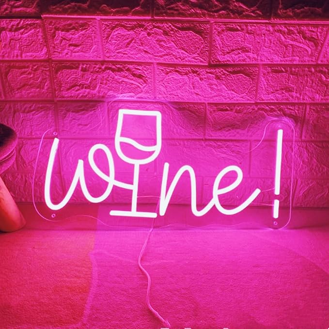 Acrylic Wine Neon Sign for Wall or Window Background Decor, LED Dimmable Bar by HFHungkeong