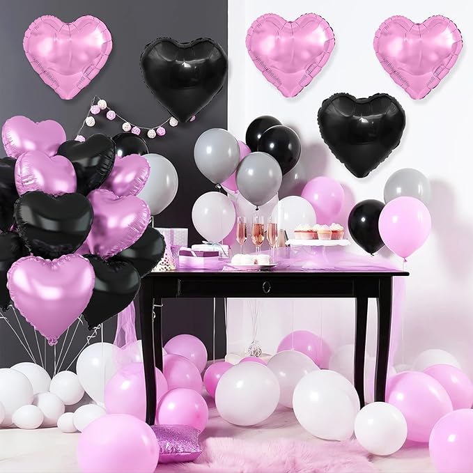 Black Purple Heart Balloons - Image 4