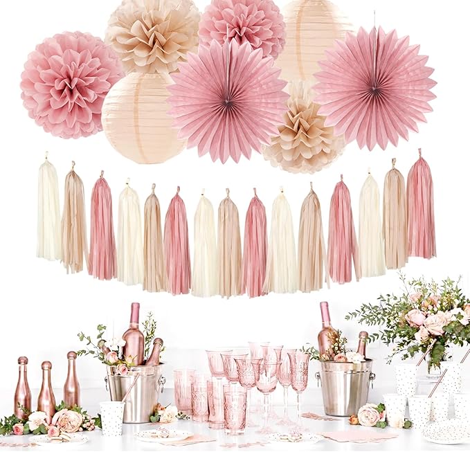 Blush-Pink Rose-Gold Bridal-Shower Fall Party-Decorations - Image 5