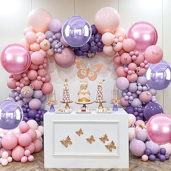 6Pcs Pink purple Round Foil Balloons, Giant 4D Round Ball Balloon, 22 Inch - Image 6