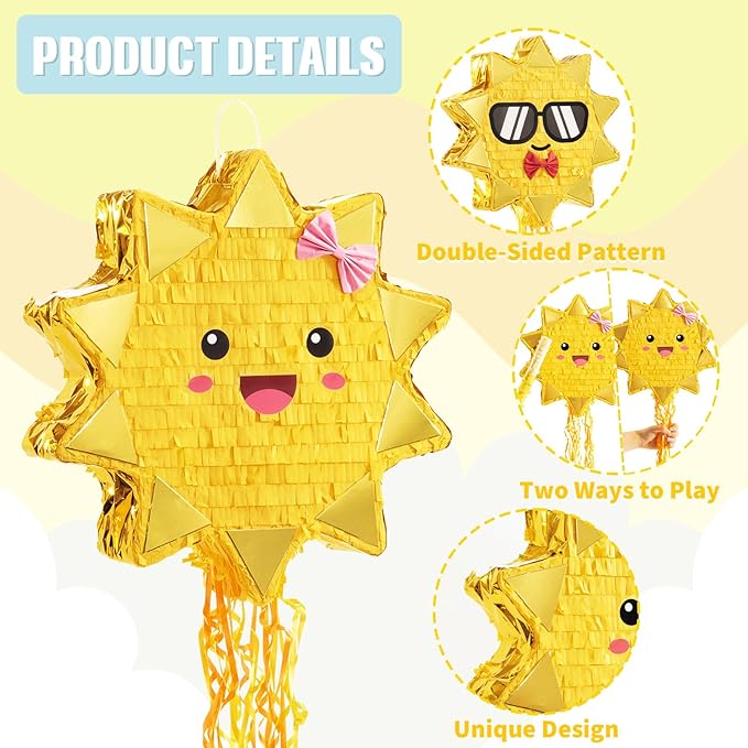 WERNNSAI Sun Pinata-Sunshine Party Decorations pull string Sun Pinata - Image 4
