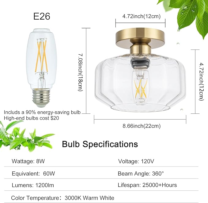 Gold Flush Mount Ceiling Light Modern - Image 3