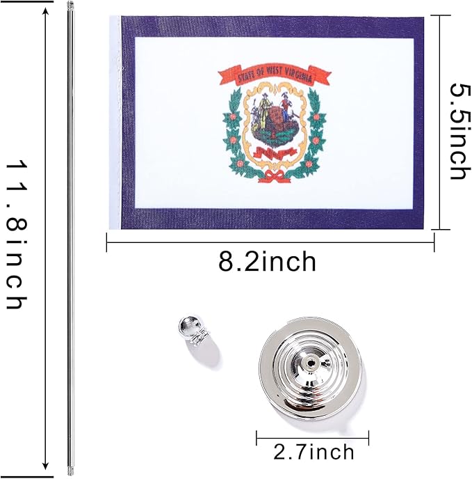 ZXvZYT 2 Pack American US West Virginia flag USA West Virginia WV State table - Image 2